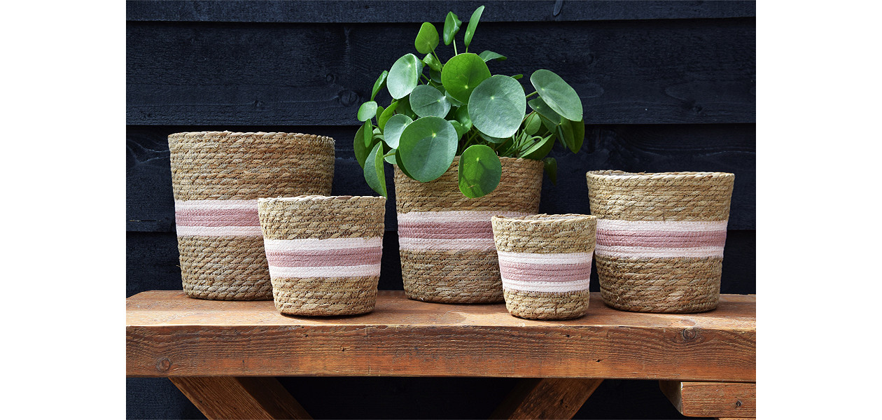 Pink Straw Basket